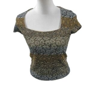 Rave Stretchy Floral Short Sleeve Top Size Large